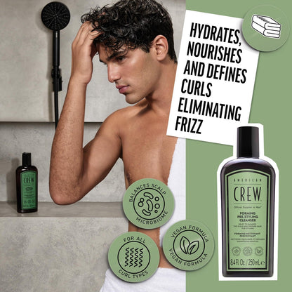 AMERICAN CREW Men's Pre-Styler Forming Shampoo for Textured & Curly Hair, Anti-Frizz & Curl Defining, With Jojoba Oil, Vegan, 8.5 fl oz Avelisse