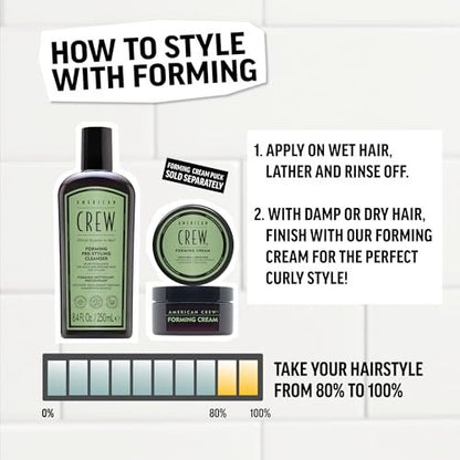 AMERICAN CREW Men's Pre-Styler Forming Shampoo for Textured & Curly Hair, Anti-Frizz & Curl Defining, With Jojoba Oil, Vegan, 8.5 fl oz Avelisse