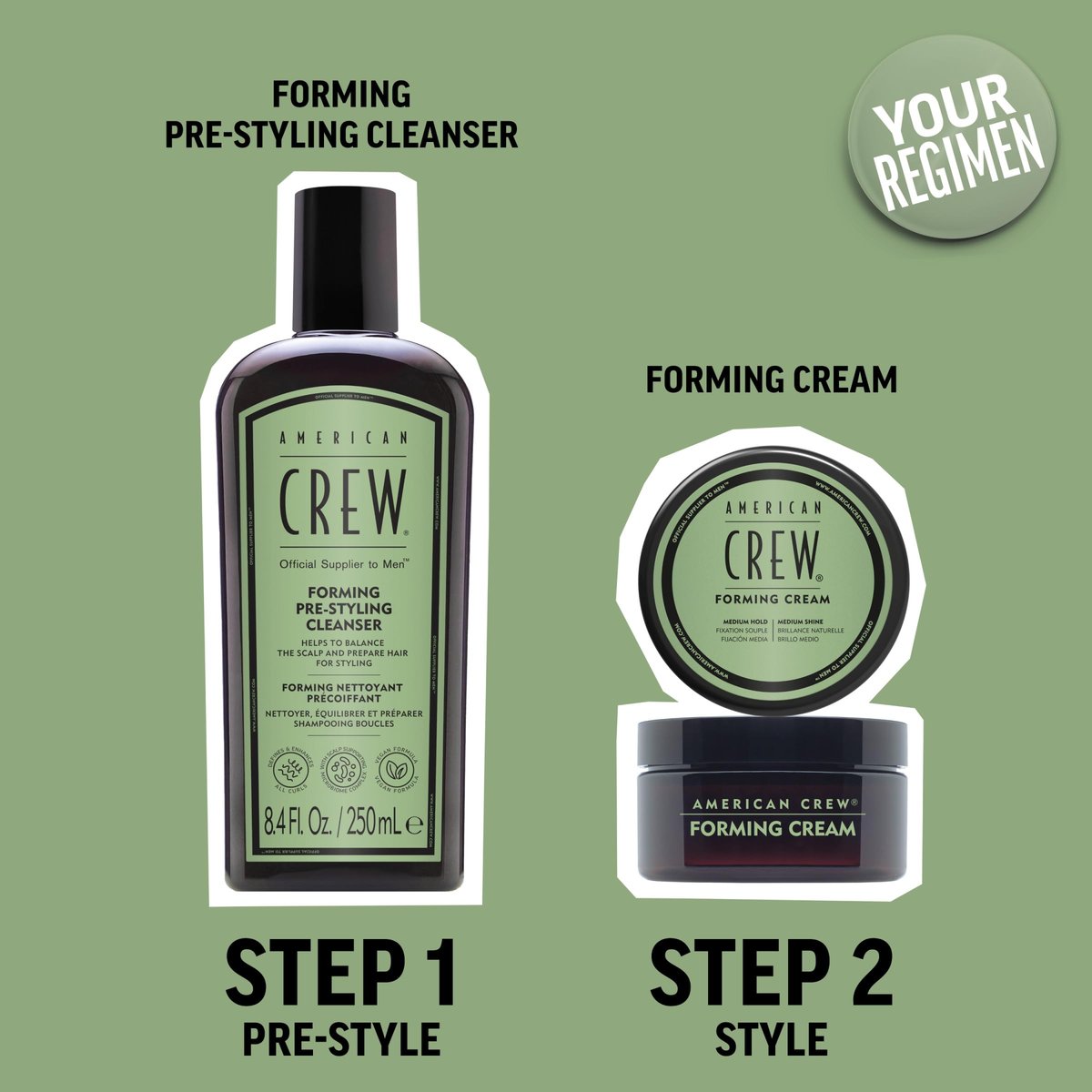AMERICAN CREW Men's Pre-Styler Forming Shampoo for Textured & Curly Hair, Anti-Frizz & Curl Defining, With Jojoba Oil, Vegan, 8.5 fl oz Avelisse