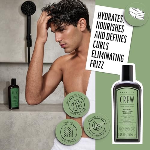AMERICAN CREW Men's Pre-Styler Forming Shampoo for Textured & Curly Hair, Anti-Frizz & Curl Defining, With Jojoba Oil, Vegan, 8.5 fl oz Avelisse
