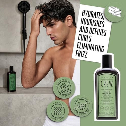 AMERICAN CREW Men's Pre-Styler Forming Shampoo for Textured & Curly Hair, Anti-Frizz & Curl Defining, With Jojoba Oil, Vegan, 8.5 fl oz Avelisse