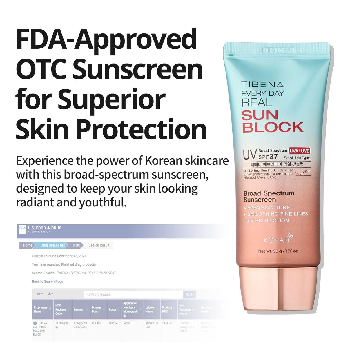 TIBENA Everyday Real Mineral Sunscreen SPF 37 | Lightweight Korean Sunblock for Face & Neck | No White Cast, Broad-Spectrum UVA/UVB Protection | Calming & Non-Greasy | 60g - görsel 3