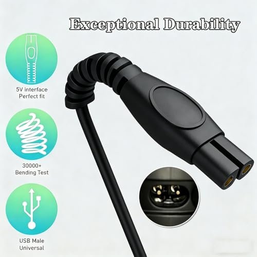 SPOLANEL 5V Charger Cord for Philips Norelco Shavers & Trimmers – Replacement Charging Cable Compatible with 2000, 2400, 3000, 3600, 3900, 5000, 5400, 7000, 7600, 7800, i9000, 9000 Series & Multigroom/Body Groomer - görsel 8
