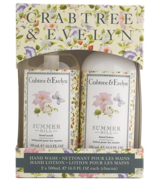Crabtree & Evelyn Summer Hill Hand Wash and Hand Lotion 2-Pack Set - 16.9 Fl Oz Each