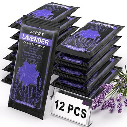 Lavender Scented Natural Paraffin Wax Refills, 12-Pack Blocks for Paraffin Baths – Deep Hydration & Moisturizing for Hands and Feet Avelisse