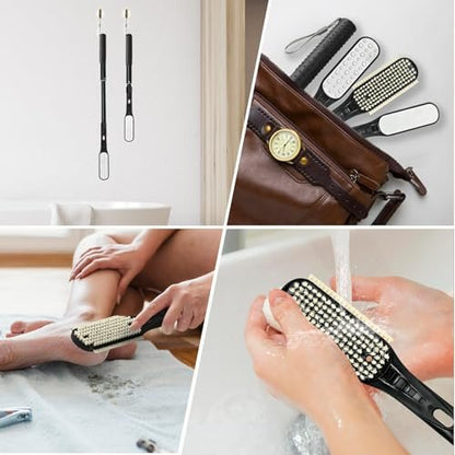 Gobiteli Telescopic Long Handle Foot Brush – 18.8"-25.9" Adjustable Toe Cleaning Brush & Foot File for Hard Skin Removal – Ideal for Seniors, Men, and Women Avelisse