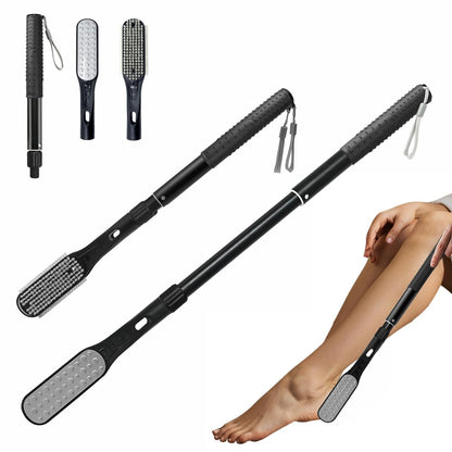 Gobiteli Telescopic Long Handle Foot Brush – 18.8"-25.9" Adjustable Toe Cleaning Brush & Foot File for Hard Skin Removal – Ideal for Seniors, Men, and Women Avelisse