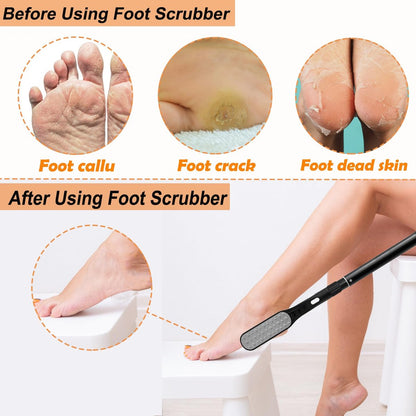 Gobiteli Telescopic Long Handle Foot Brush – 18.8"-25.9" Adjustable Toe Cleaning Brush & Foot File for Hard Skin Removal – Ideal for Seniors, Men, and Women Avelisse