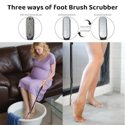 Gobiteli Telescopic Long Handle Foot Brush – 18.8"-25.9" Adjustable Toe Cleaning Brush & Foot File for Hard Skin Removal – Ideal for Seniors, Men, and Women Avelisse