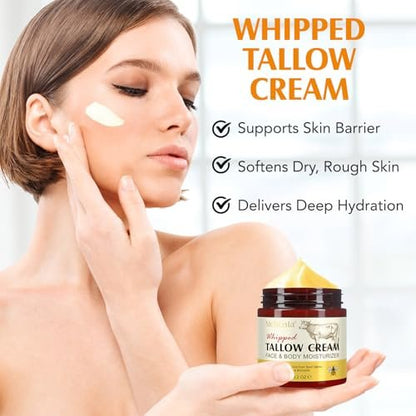 Meifenla Beef Tallow for Skin – Tallow and Honey Cream Natural Face Moisturizer, Hydrating Beef Tallow Balm for Face & Body Avelisse
