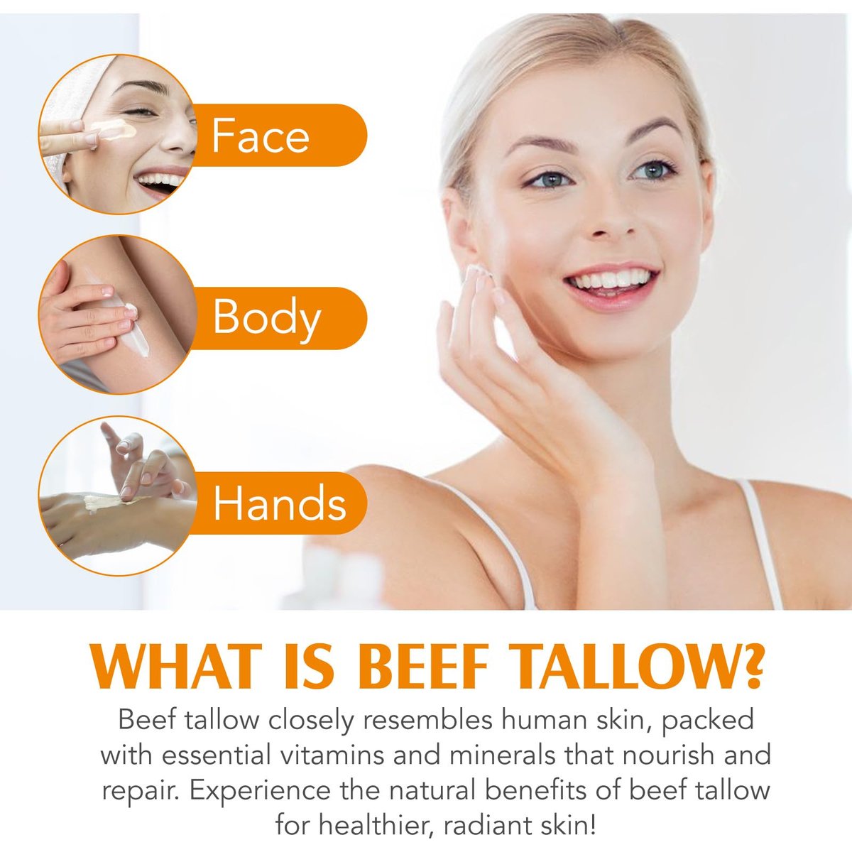 Meifenla Beef Tallow for Skin – Tallow and Honey Cream Natural Face Moisturizer, Hydrating Beef Tallow Balm for Face & Body Avelisse
