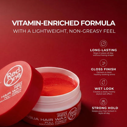 Redone Hair Wax Red 150ml | Ultra Hold & Maximum Control | High Shine Styling Wax for Men & Women | Edge Control & Non-Sticky Finish | Strawberry Scent