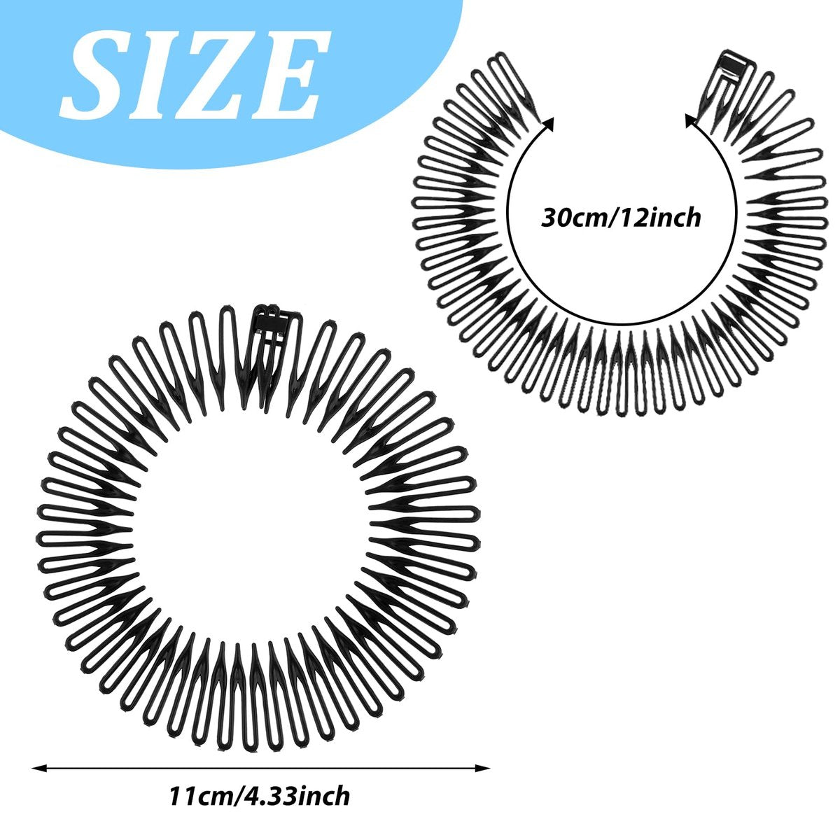 oruola 12pcs Claw Headband Comb Headband 90s Zig Zag Headbands Spiky Headbands for Women with Teeth Flexible Stretch Hair Band Hair Wrap Holders for Women Girls and Sports 3 Colors - görsel 5