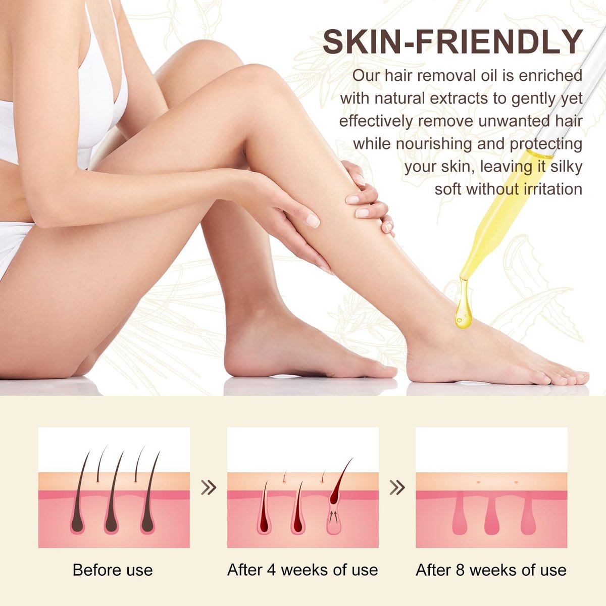 Cyprus Rotundus Oil - Natural Hair Removal Solution, Reduces Body Hair Growth, Smooths & Moisturizes Skin, Suitable for All Skin Types, 2.03 oz - görsel 13