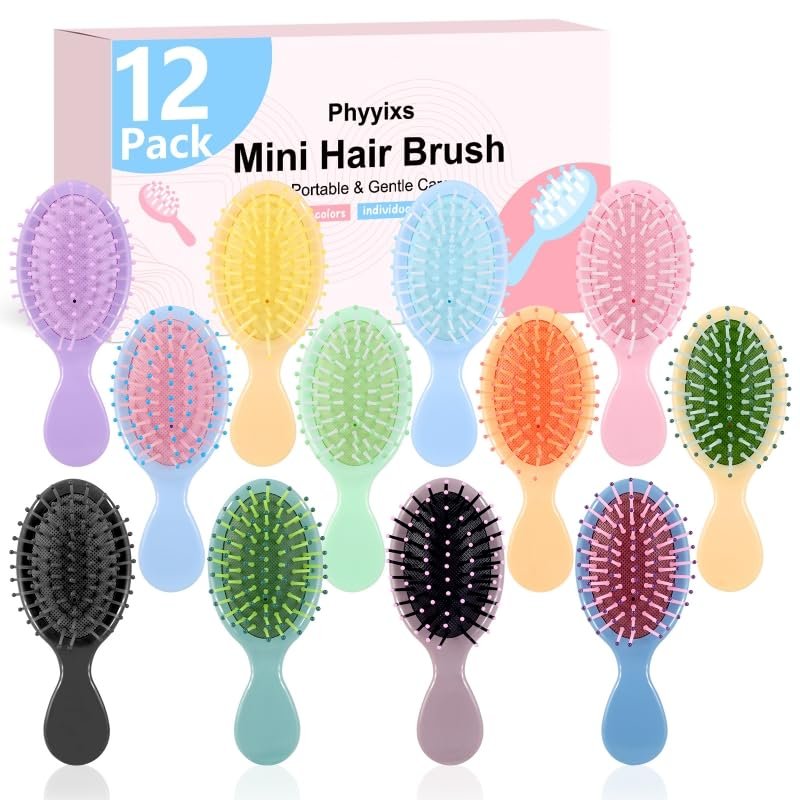 Phyyixs 12 Pack Mini Detangling Brushes - 12 Colors for Wet & Dry Hair, Compact Travel Hairbrush for Teens & Adults, Perfect for Bridesmaid Gifts, Party Favors & Stocking Stuffers - görsel 15