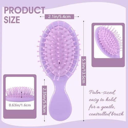 Phyyixs 12 Pack Mini Detangling Brushes - 12 Colors for Wet & Dry Hair, Compact Travel Hairbrush for Teens & Adults, Perfect for Bridesmaid Gifts, Party Favors & Stocking Stuffers