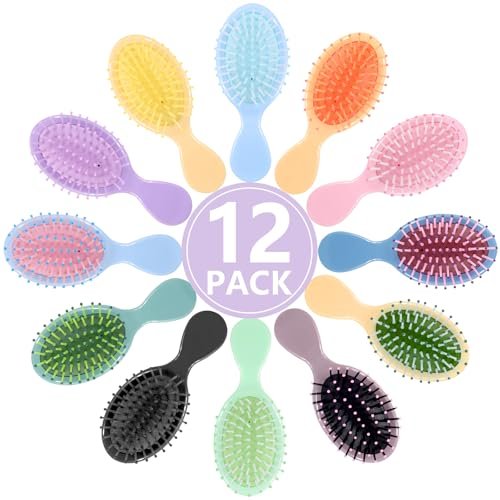 Phyyixs 12 Pack Mini Detangling Brushes - 12 Colors for Wet & Dry Hair, Compact Travel Hairbrush for Teens & Adults, Perfect for Bridesmaid Gifts, Party Favors & Stocking Stuffers - görsel 2