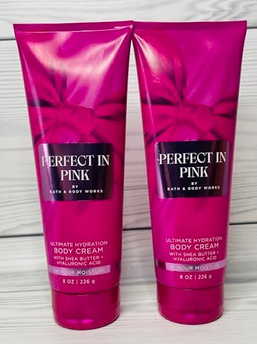 Bath & Body Works Perfect in Pink Ultimate Hydration Body Cream 8 oz (Pack of 2) Avelisse