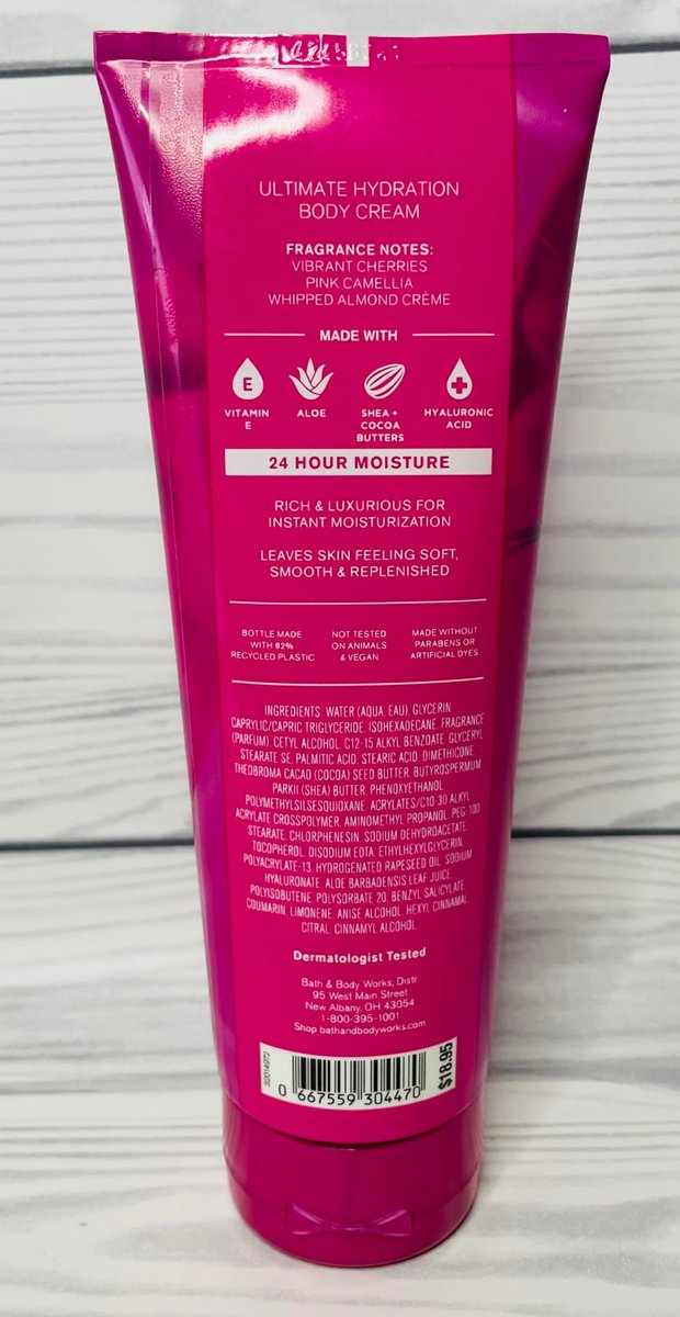 Bath & Body Works Perfect in Pink Ultimate Hydration Body Cream 8 oz (Pack of 2) Avelisse