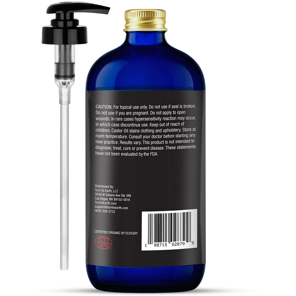 Organic Castor Oil - Cold Pressed, USDA Certified, Hexane Free, Glass Bottle, 16.9 oz with Pump for Hair Growth, Skin, Eyebrows, Lashes & Fuller Hair (Made in USA) Avelisse