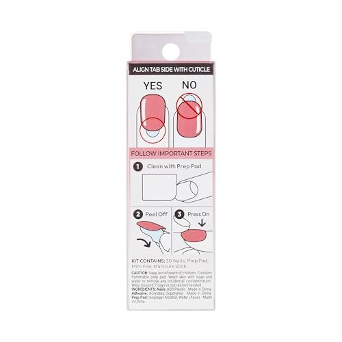 imPRESS Color Ombre Press On Nails 'Beat The Heat' - Pink Short Oval, 30 Fake Nails with PureFit Technology & Super Hold Adhesive - görsel 17
