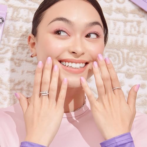 imPRESS Color Ombre Press On Nails - 'Take A Chance' Purple Short Oval - PureFit Technology & Super Hold Adhesive - 30 Nails Set - görsel 6