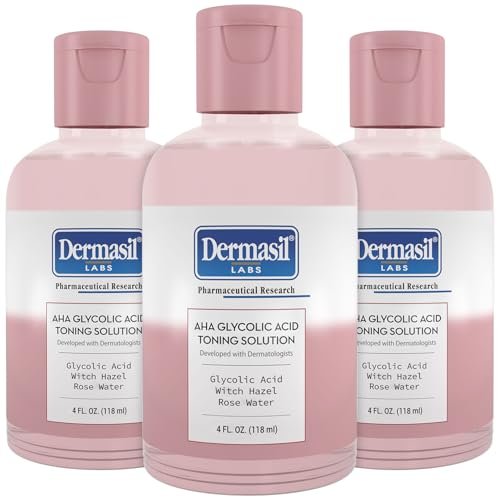 Dermasil AHA Glycolic Acid Toning Solution 3-Pack – Exfoliating Toner for Face with Rose Water, Witch Hazel, and Hyaluronic Acid, 4 Oz Each - görsel 2