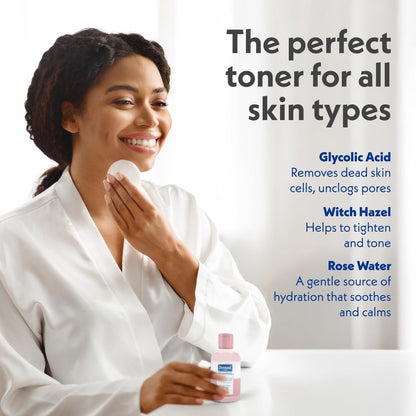 Dermasil AHA Glycolic Acid Toning Solution 3-Pack – Exfoliating Toner for Face with Rose Water, Witch Hazel, and Hyaluronic Acid, 4 Oz Each