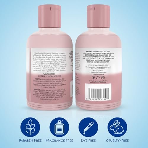Dermasil AHA Glycolic Acid Toning Solution 3-Pack – Exfoliating Toner for Face with Rose Water, Witch Hazel, and Hyaluronic Acid, 4 Oz Each - görsel 4