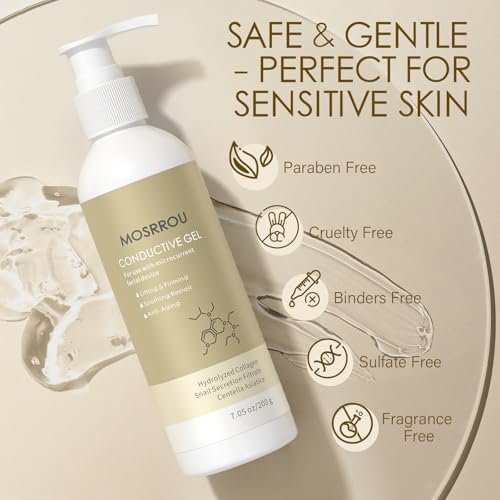 MOSRROU Microcurrent Conductive Gel - Hydrating Collagen Leave-On Primer with Hyaluronic Acid, Snail Mucin & Centella Asiatica, Fragrance-Free, Paraben-Free, 6.8 Fl Oz Avelisse