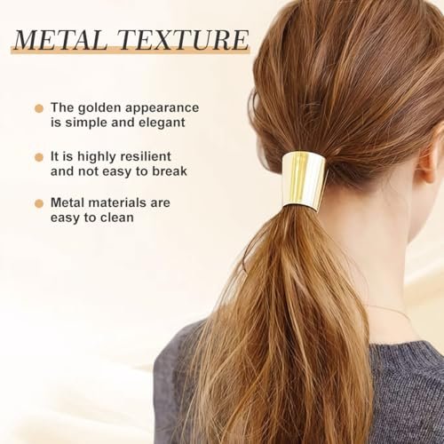 erioctry 2 Pieces Gothic Punk Metal Circle Hair Cuff Elastic Hair Band - Ponytail Holder for Women & Girls - görsel 6