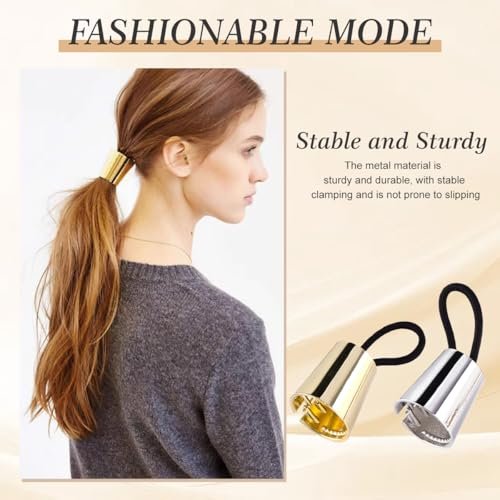 erioctry 2 Pieces Gothic Punk Metal Circle Hair Cuff Elastic Hair Band - Ponytail Holder for Women & Girls - görsel 8