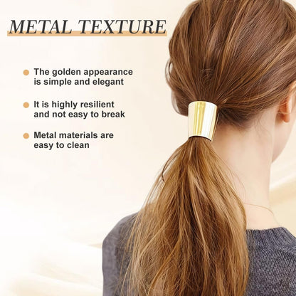 erioctry 2 Pieces Gothic Punk Metal Circle Hair Cuff Elastic Hair Band - Ponytail Holder for Women & Girls