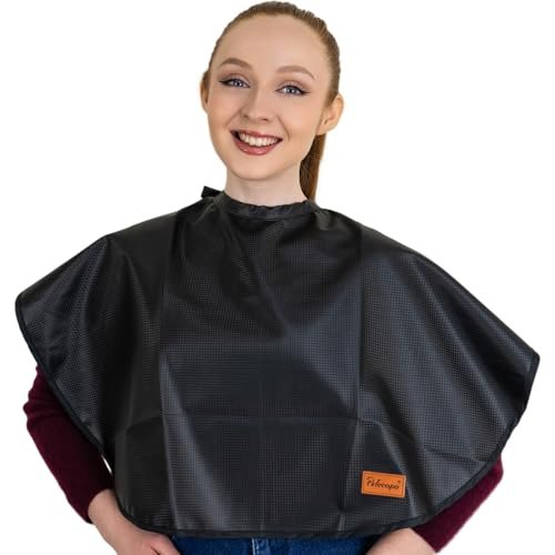 Pelocapa Makeup Cape Hair Dye Cape for Women - Waterproof Professional Salon Cape (31.5"L x 29"W, Black) - görsel 2