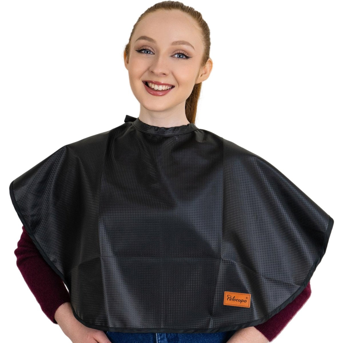 Pelocapa Makeup Cape Hair Dye Cape for Women - Waterproof Professional Salon Cape (31.5"L x 29"W, Black) - görsel 1