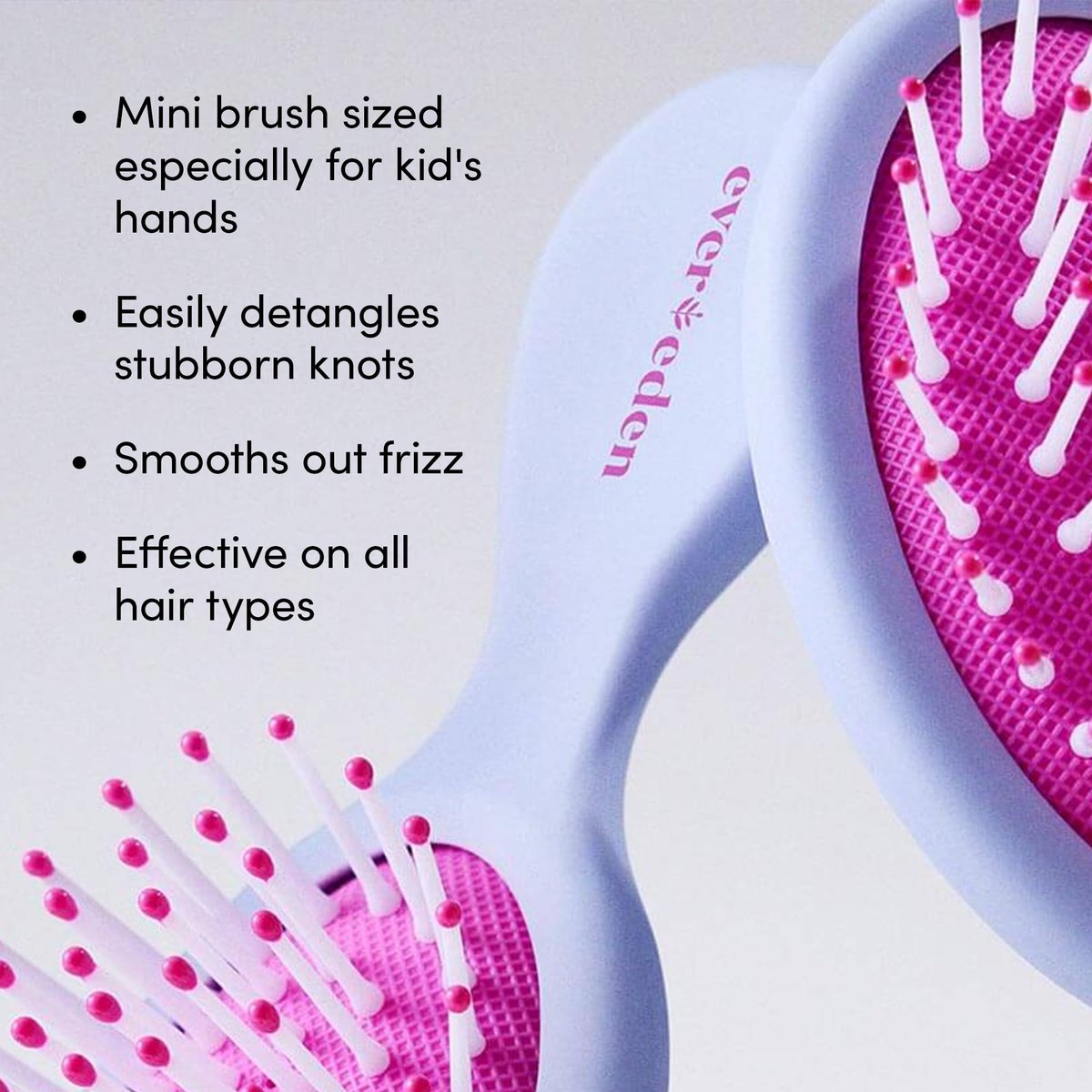 Evereden Kids Detangling Brush – Pain-Free Hair Brush for Toddlers & Children, Ergonomic Grip, Nylon Bristles for All Hair Types (Purple) - görsel 5