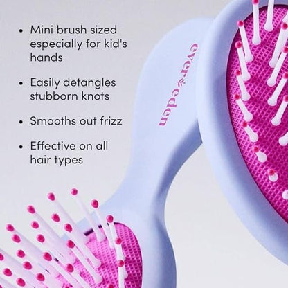 Evereden Kids Detangling Brush – Pain-Free Hair Brush for Toddlers & Children, Ergonomic Grip, Nylon Bristles for All Hair Types (Purple)