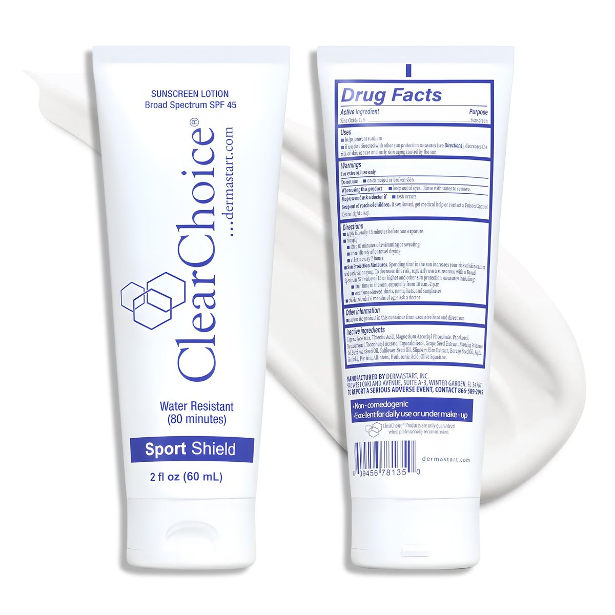 Clear Choice Sport Shield SPF 45 Mineral Sunscreen & Moisturizer – Non-Greasy Broad-Spectrum Face & Body SPF with Micronized Zinc Oxide, No White Cast, Dermatologist Recommended, 2 oz Avelisse