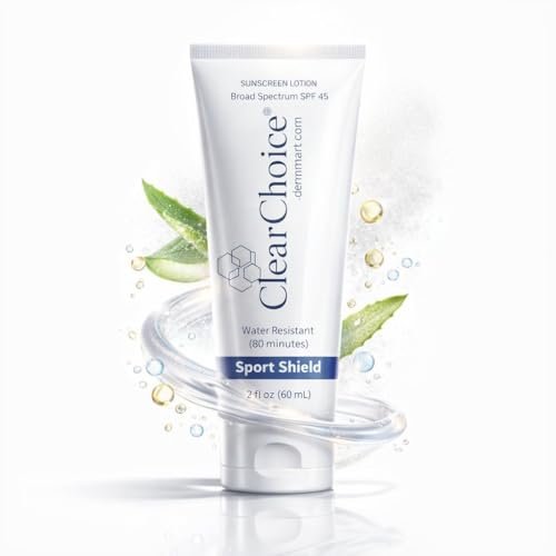 Clear Choice Sport Shield SPF 45 Mineral Sunscreen & Moisturizer – Non-Greasy Broad-Spectrum Face & Body SPF with Micronized Zinc Oxide, No White Cast, Dermatologist Recommended, 2 oz Avelisse