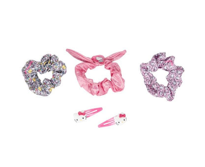 Townley Girl Hello Kitty Scrunchie and Clip 5pc Hair Set - Cute Hair Accessories for Kids