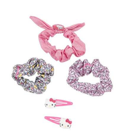 Townley Girl Hello Kitty Scrunchie and Clip 5pc Hair Set - Cute Hair Accessories for Kids