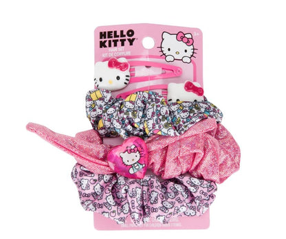 Townley Girl Hello Kitty Scrunchie and Clip 5pc Hair Set - Cute Hair Accessories for Kids