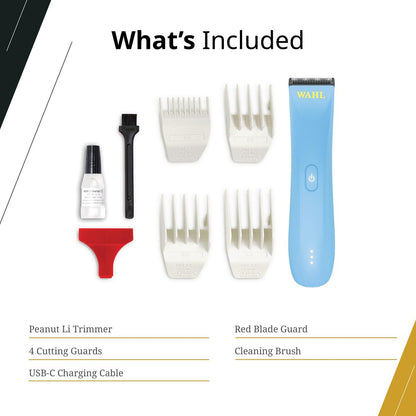 Wahl Professional Peanut Li Cordless Trimmer - Lightweight & Compact, High-Powered Rotary Motor, USB-C Quick Charge, Blue Avelisse