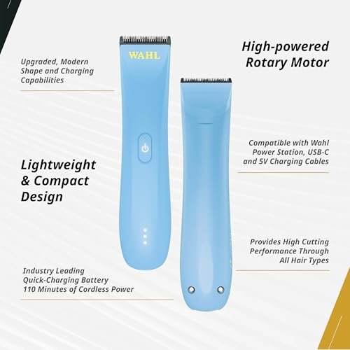Wahl Professional Peanut Li Cordless Trimmer - Lightweight & Compact, High-Powered Rotary Motor, USB-C Quick Charge, Blue Avelisse