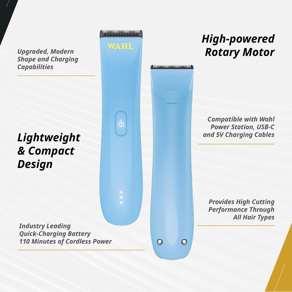 Wahl Professional Peanut Li Cordless Trimmer - Lightweight & Compact, High-Powered Rotary Motor, USB-C Quick Charge, Blue Avelisse