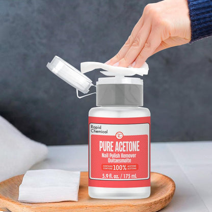 100% Pure Acetone Nail Polish Remover with Built-in Pump – 175ml / 6 fl. oz – Gel & Regular Polish Remover