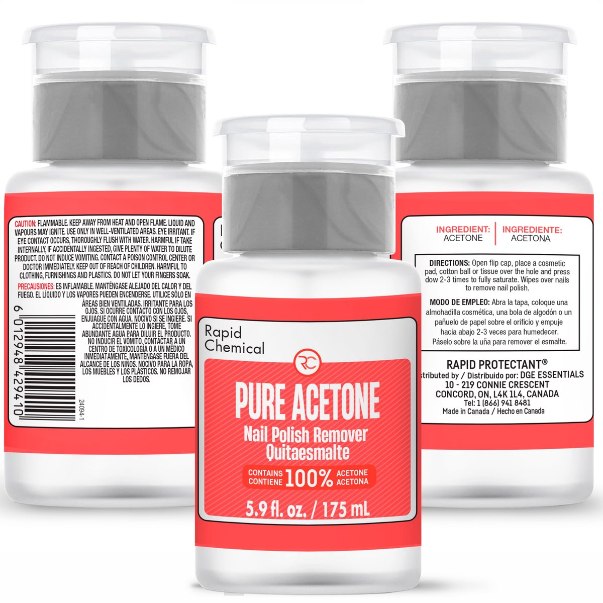 100% Pure Acetone Nail Polish Remover with Built-in Pump – 175ml / 6 fl. oz – Gel & Regular Polish Remover - görsel 11