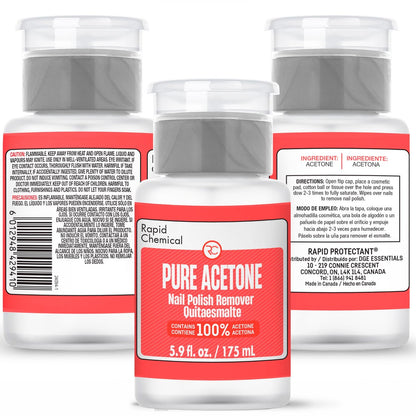 100% Pure Acetone Nail Polish Remover with Built-in Pump – 175ml / 6 fl. oz – Gel & Regular Polish Remover
