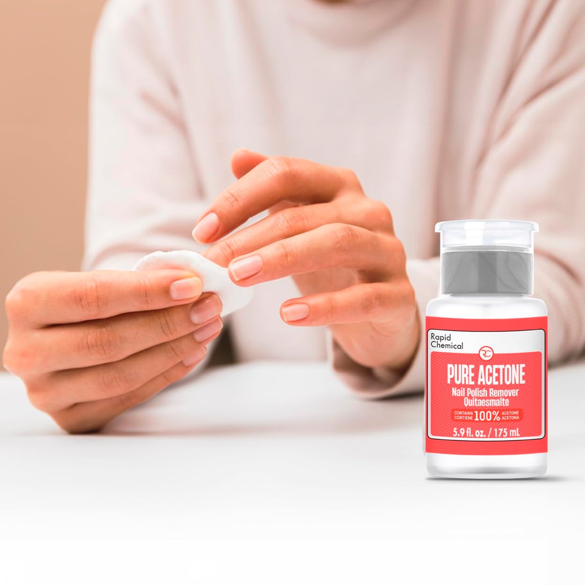 100% Pure Acetone Nail Polish Remover with Built-in Pump – 175ml / 6 fl. oz – Gel & Regular Polish Remover - görsel 9