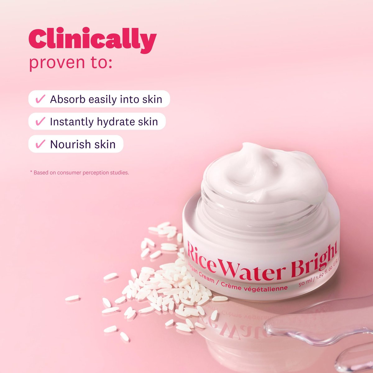 The Face Shop Rice Water Bright Vegan Cream – Instant Moisturization, Quick-Absorbing, Brightening Face Moisturizer with Rice Water, Niacinamide & Hyaluronic Acid - Korean Skin Care Avelisse